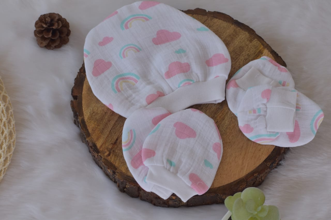 Mittens , caps & Booties - Rainbow