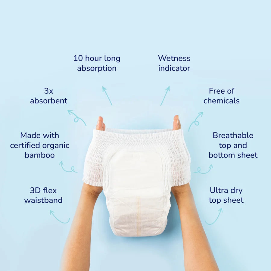 Natural Bamboo Diapers Pants Xtra Large (12Kg and above) (25 pcs in a pack)