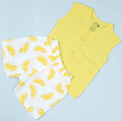 Sleeveless Solid yellow & Lemon Co ords