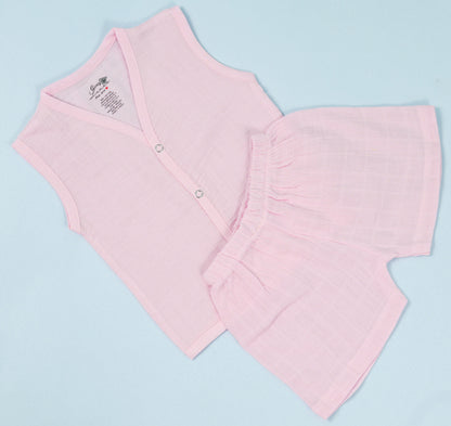 Sleeveless Pink Solid Co ords