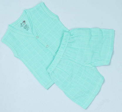 Sleeveless Blue Solid Co ords