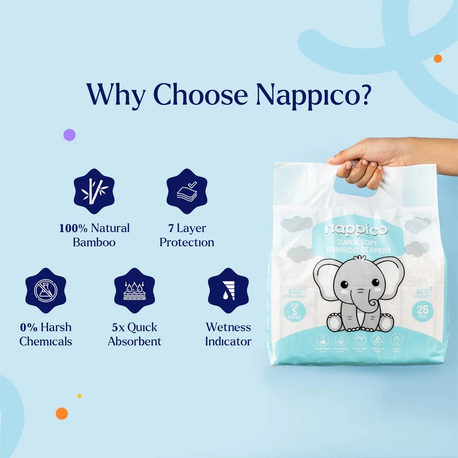 Natural Bamboo Diapers Pants Xtra Large (12Kg and above) (25 pcs in a pack)