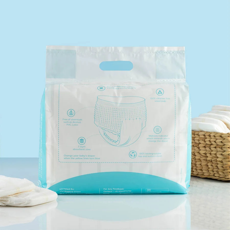 Natural Bamboo Diapers Pants Xtra Large (12Kg and above) (25 pcs in a pack)