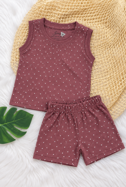 Mocha Dot Sleeveless Co-Ord Set