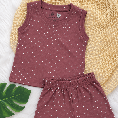 Mocha Dot Sleeveless Co-Ord Set