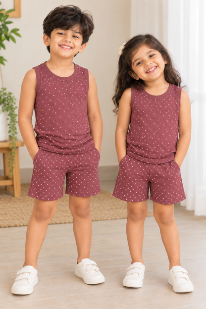 Mocha Dot Sleeveless Co-Ord Set