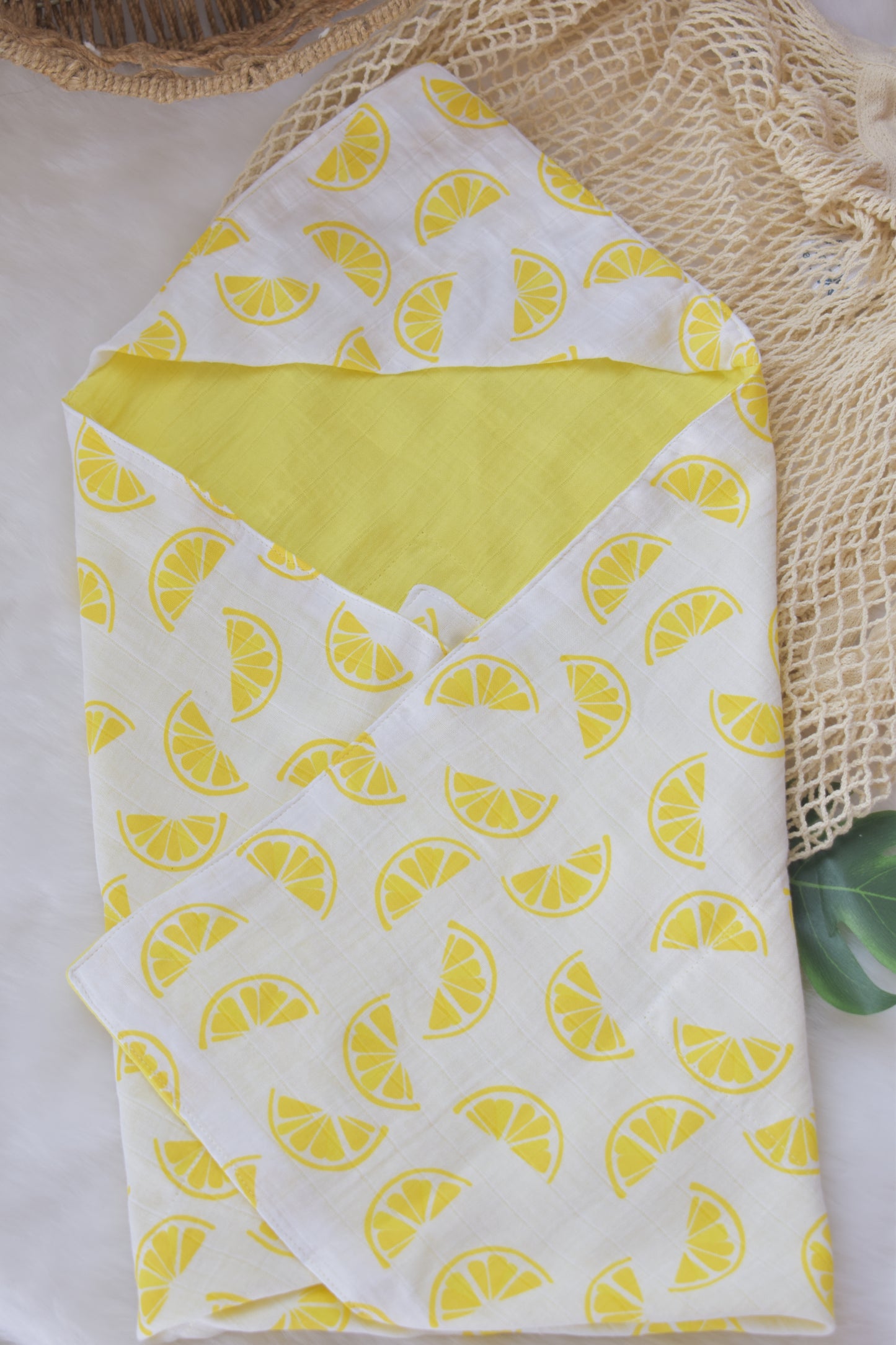 Lemon Reversible Hood Towel/Receiving Blanket