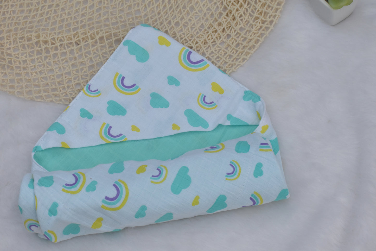 Cloudy reversible hood towel/receiving blanket