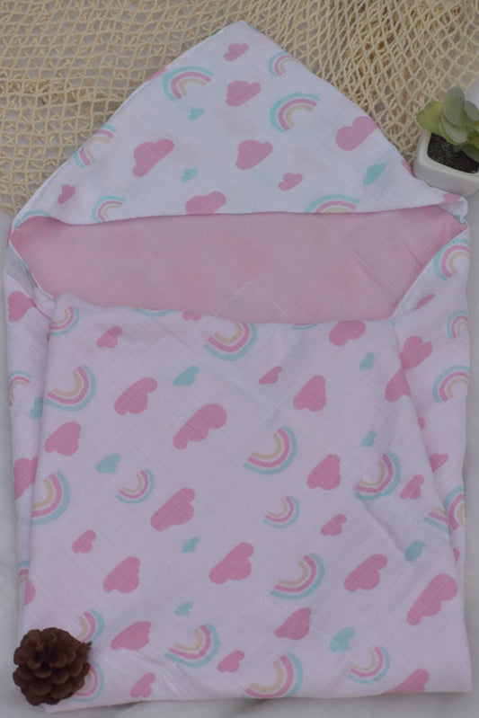Rainbow Reversible  Hood Towel/ Receiving Blanket