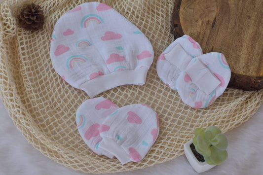 Mittens , caps & Booties - Rainbow